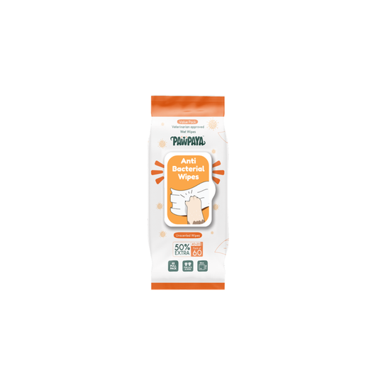 Pawpaya Antibacterial Pet wipes, 60 Pull Pack 20 x 18cm