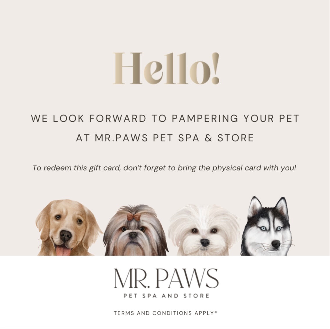 MR. PAWS GIFT CARD